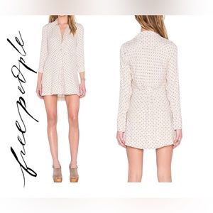 Free People Tunic Dress This Town Buttondown Dress beige Polka Dot Sma…